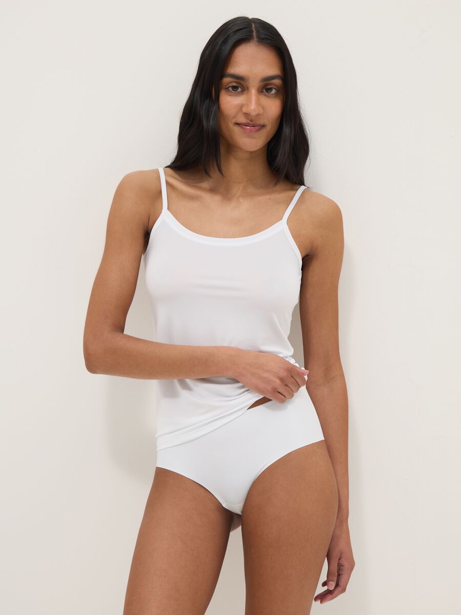 White regular fit tank top_0