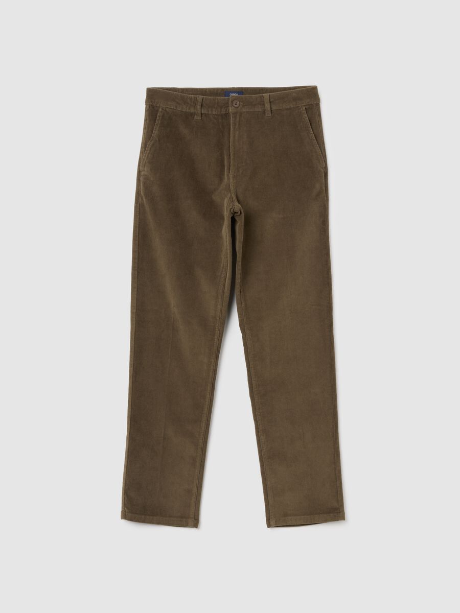 Brown trousers in stretchy corduroy cotton with regular fit_4