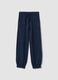 Navy blue pure cotton fleece joggers, regular fit_0