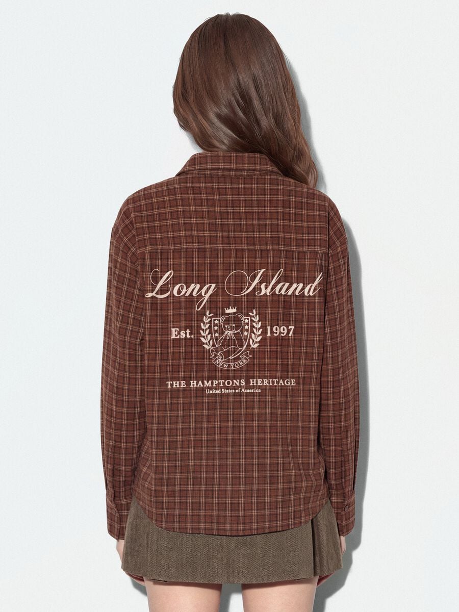 Brown checked pure cotton flannel shirt_3