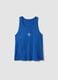 Blue pure cotton pyjama vest top, regular fit, with embroidery_4