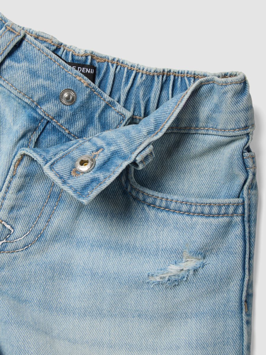 Blaue Denim-Shorts aus reiner Baumwolle f&uuml;r M&auml;dchen, Regular Fit mit Used-Details_2