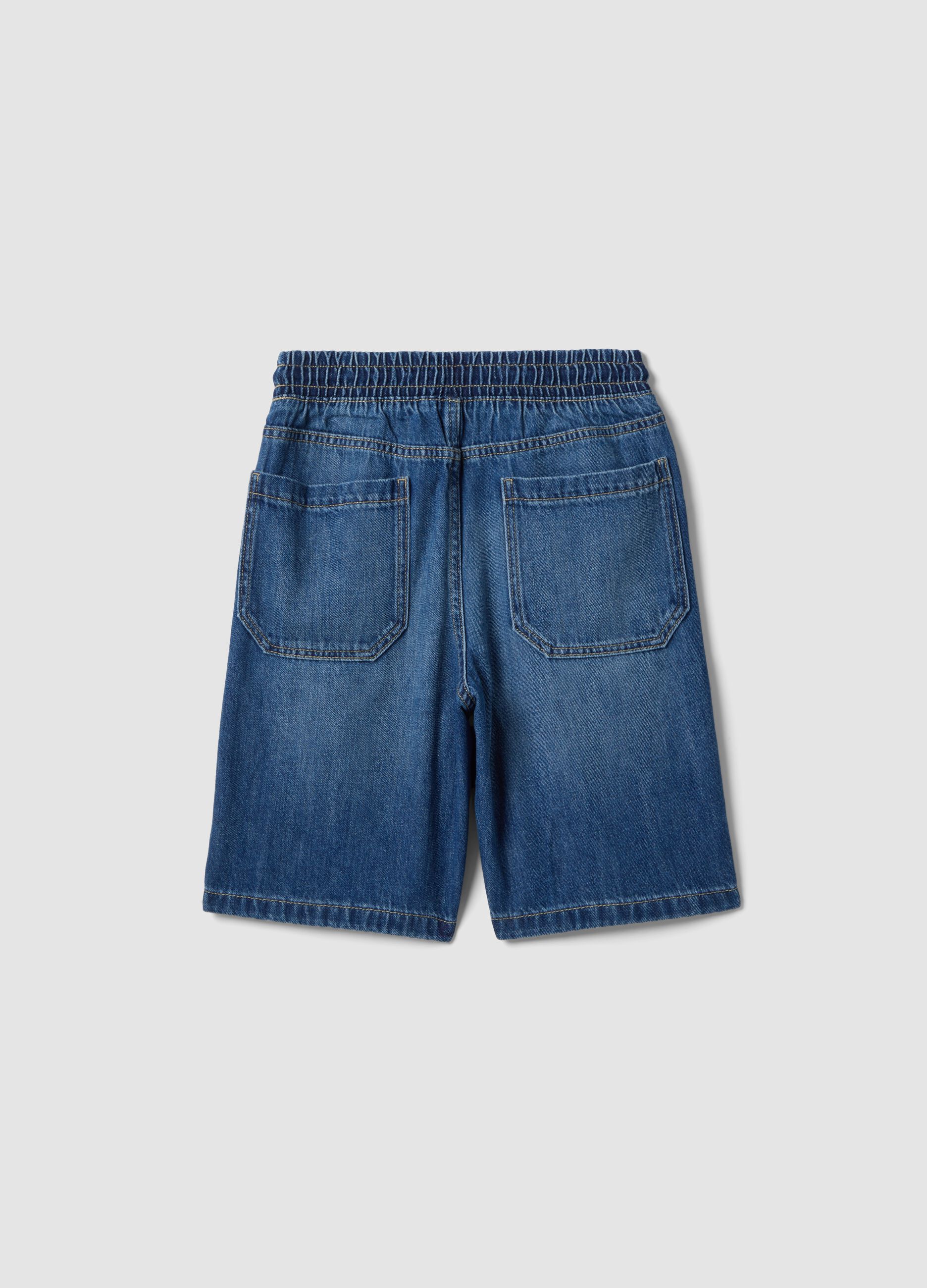 Blaue Denim-Shorts f&uuml;r Jungen aus Baumwollmix im Straight Fit mit Taschen