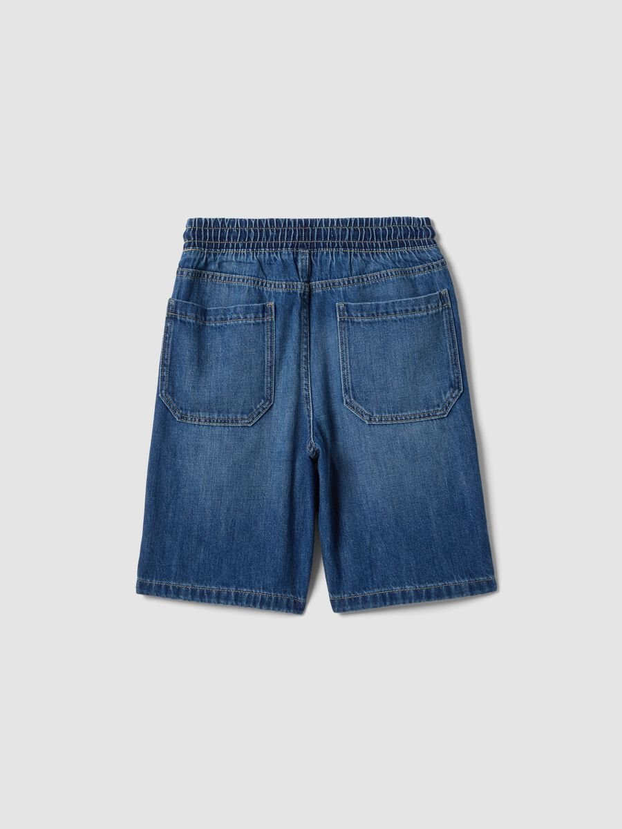 Boys&rsquo; blue denim cotton-blend straight-fit shorts with pockets_4