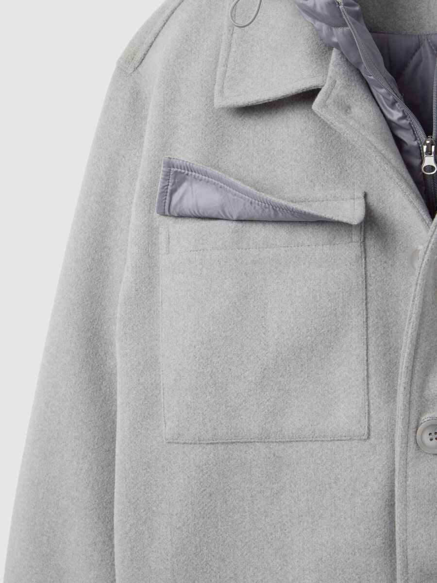 Grey padded regular fit jacket with hood_6