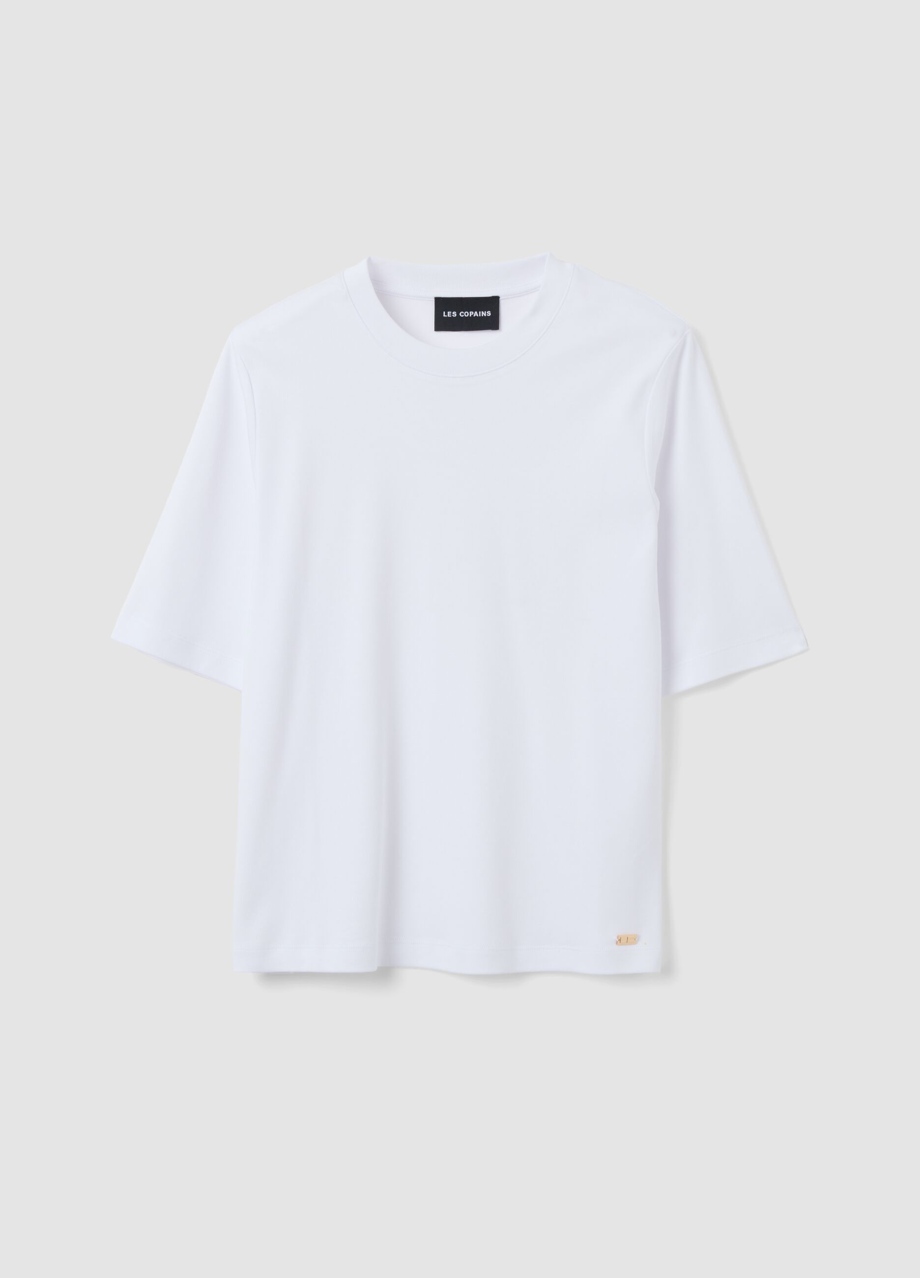 White boxy-fit T-shirt in cotton and viscose blend