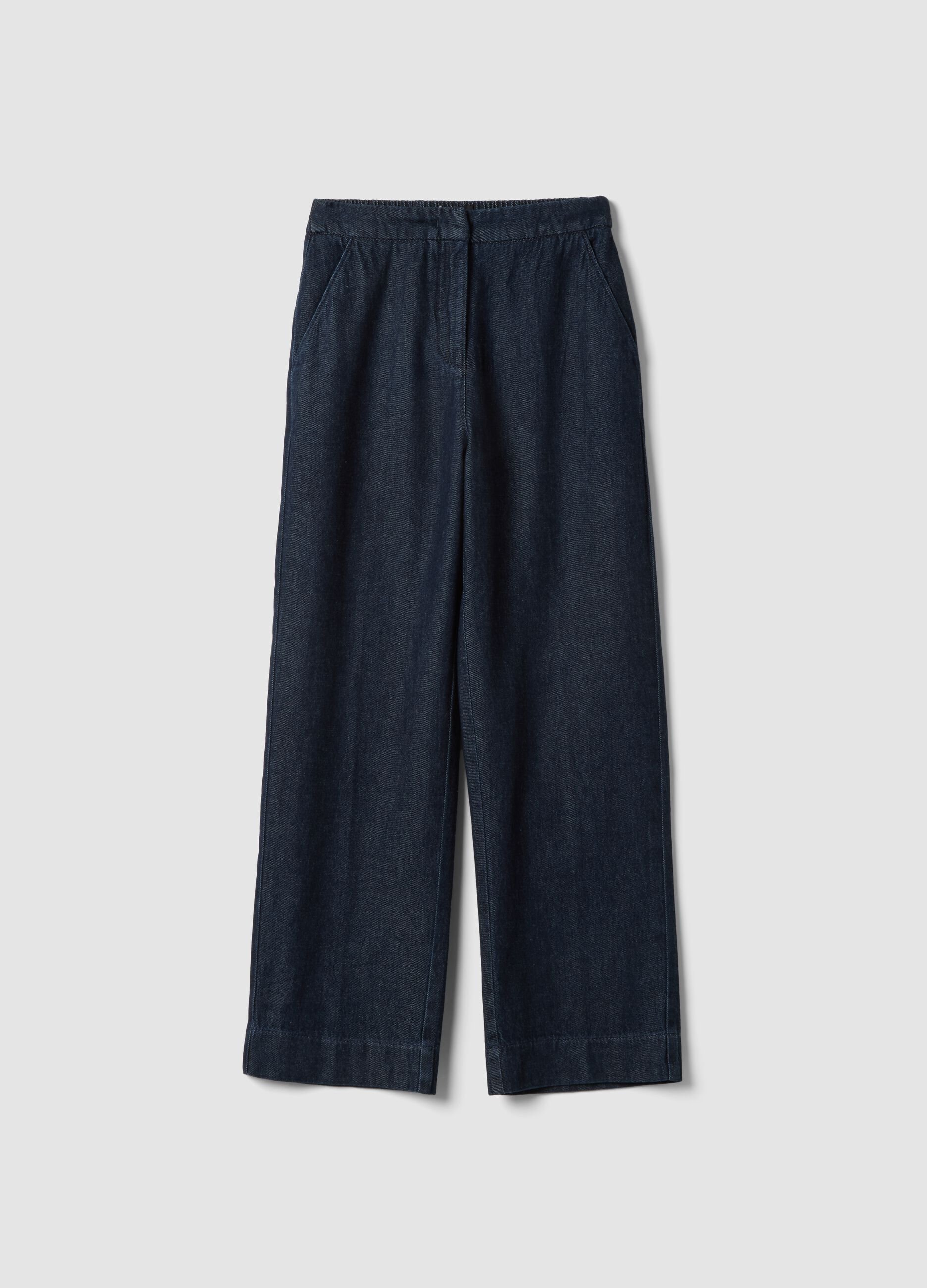 Blaue Denim-Joggerhose aus reiner Baumwolle, Relaxed Fit