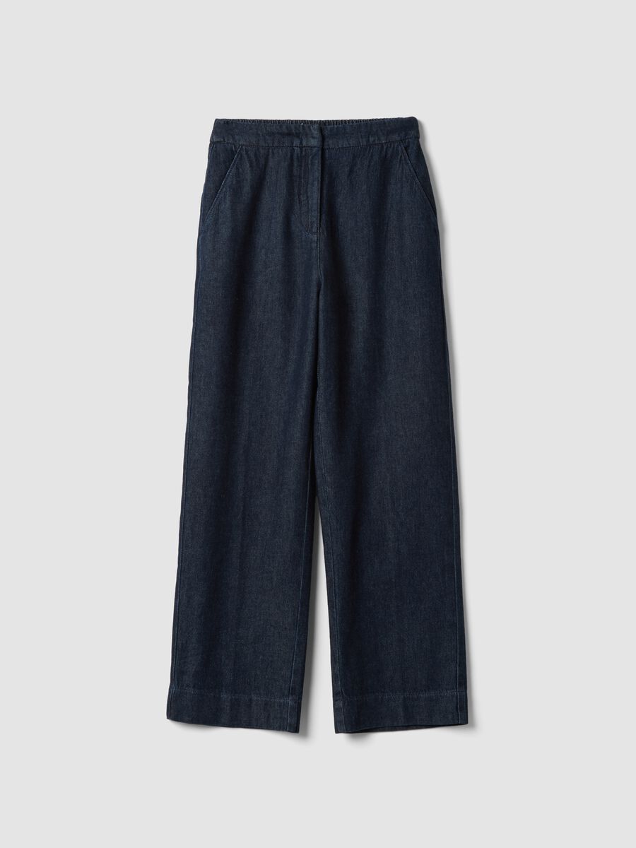 Blaue Denim-Joggerhose aus reiner Baumwolle, Relaxed Fit_0