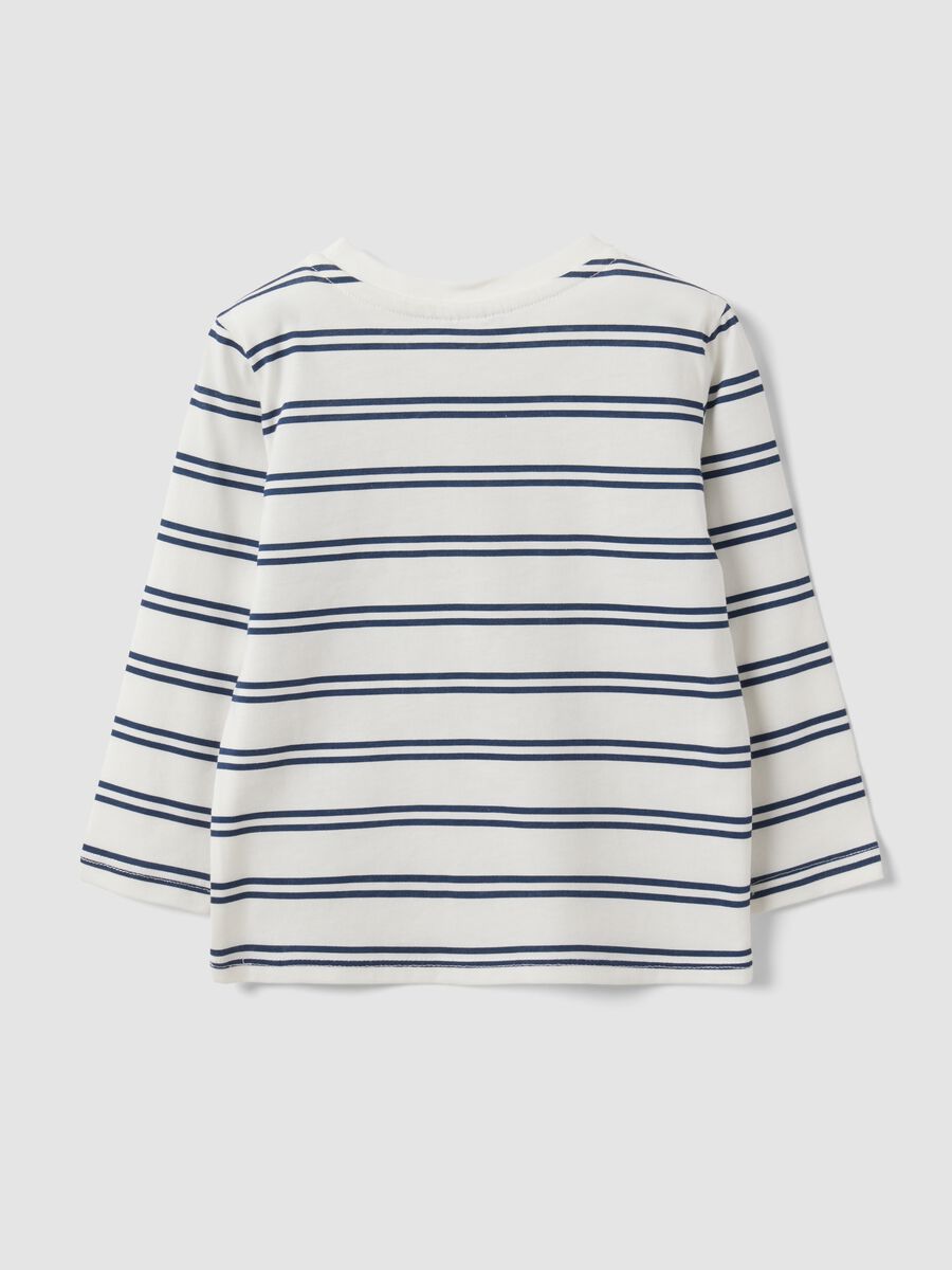 White striped crew-neck T-shirt in pure organic cotton_1