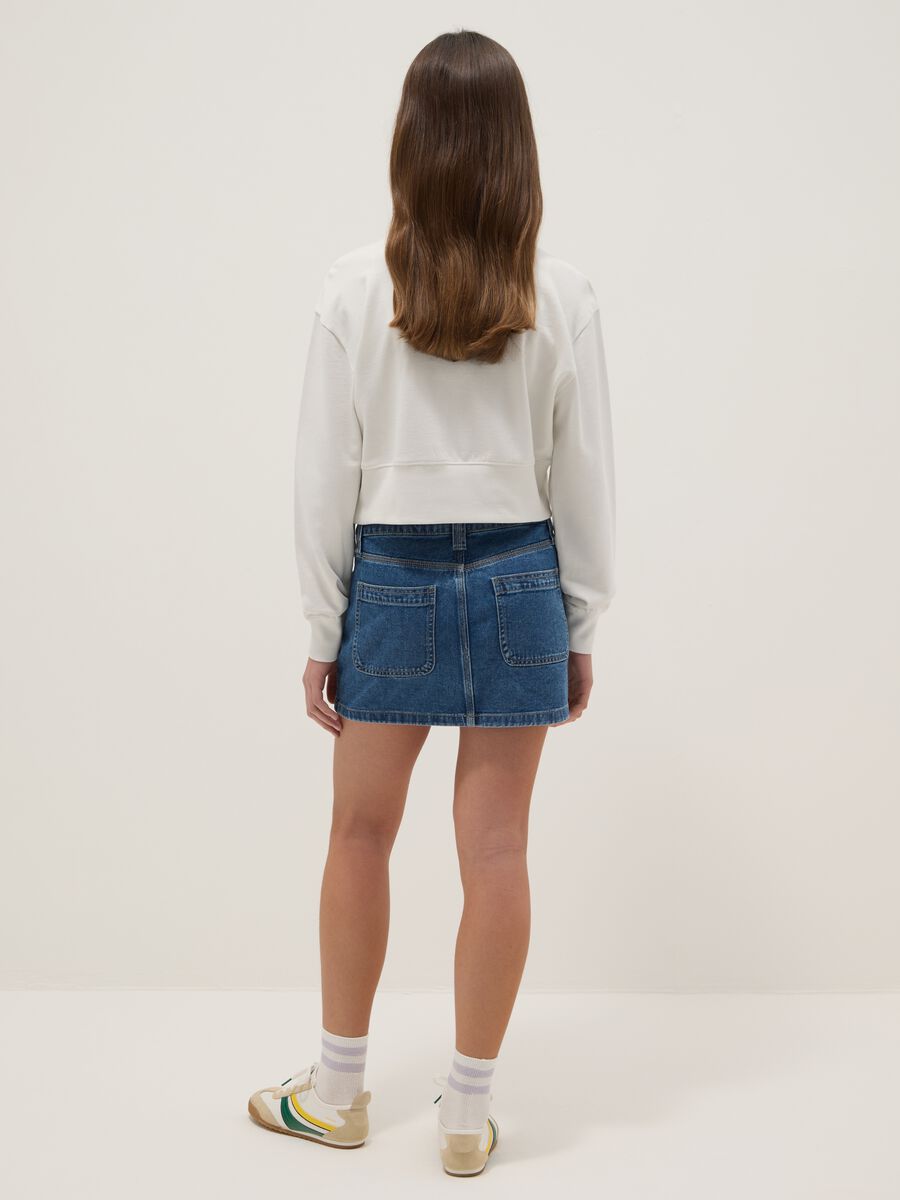 Girls' regular fit blue denim pure cotton miniskirt_1