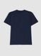 T-shirt azul em algod&atilde;o mercerizado puro com decote em V profundo_2
