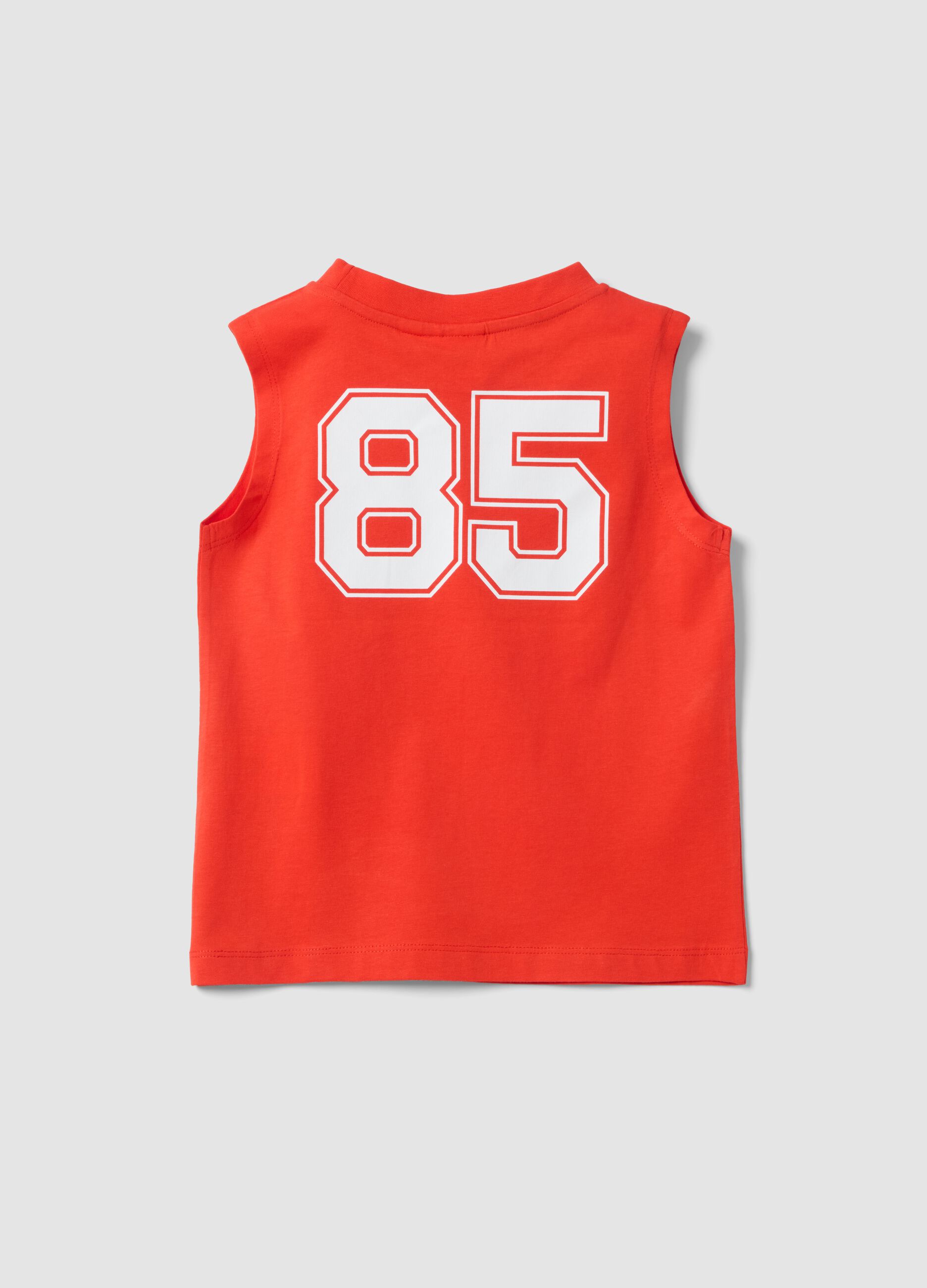 Red 100% cotton Super Mario Bros print vest top for boys