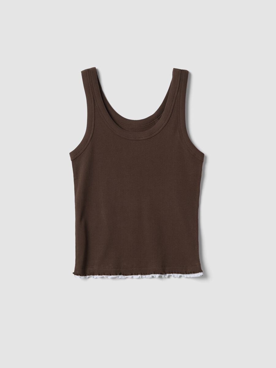 Brown pure cotton regular-fit vest top_4