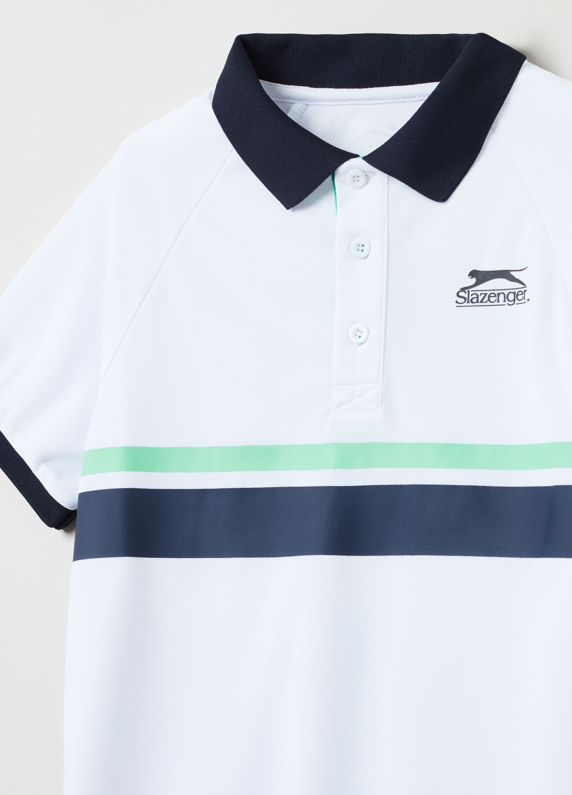 Voorrecht Aas samenzwering Teen Boy's Optical White Slazenger tennis polo shirt with contrasting bands  | OVS