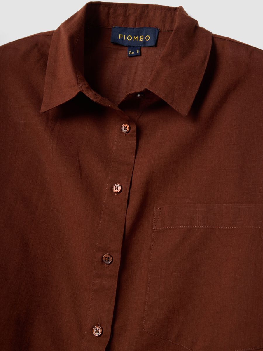 Brown pure cotton oversized shirt_1