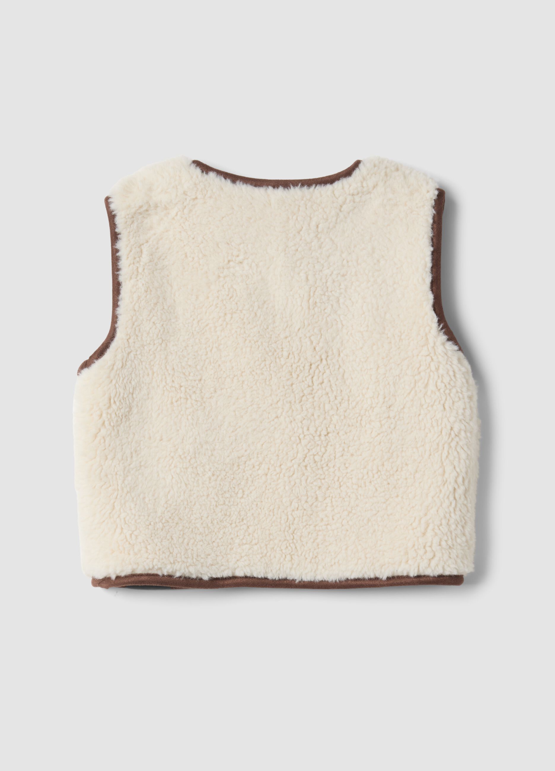 Gilet bianco girocollo con ricami floreali regular fit