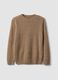 Maglia girocollo beige in misto lana e cashmere over fit_0