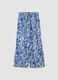 Blue and white organic cotton trousers with floral print_0