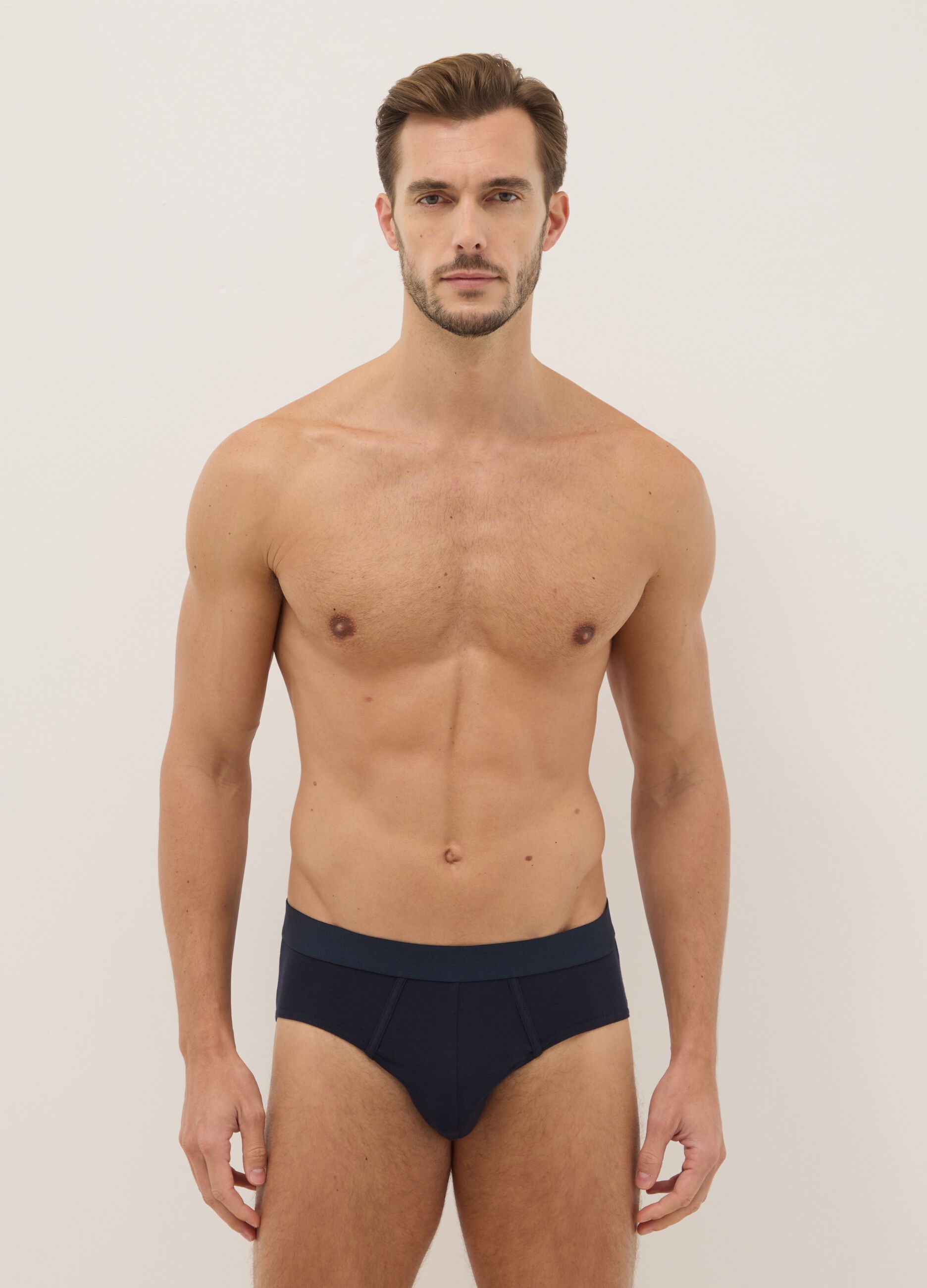 Tripack-Baumwollstretch-Slips in Multicolor-Regular-Fit