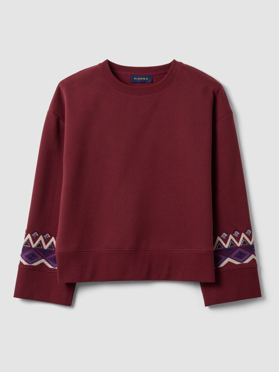 Felpa rossa in misto cotone con fantasia regular fit_4
