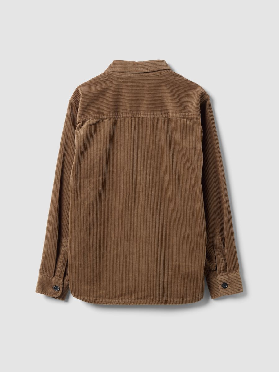 Brown pure cotton ribbed over-fit shacket_2