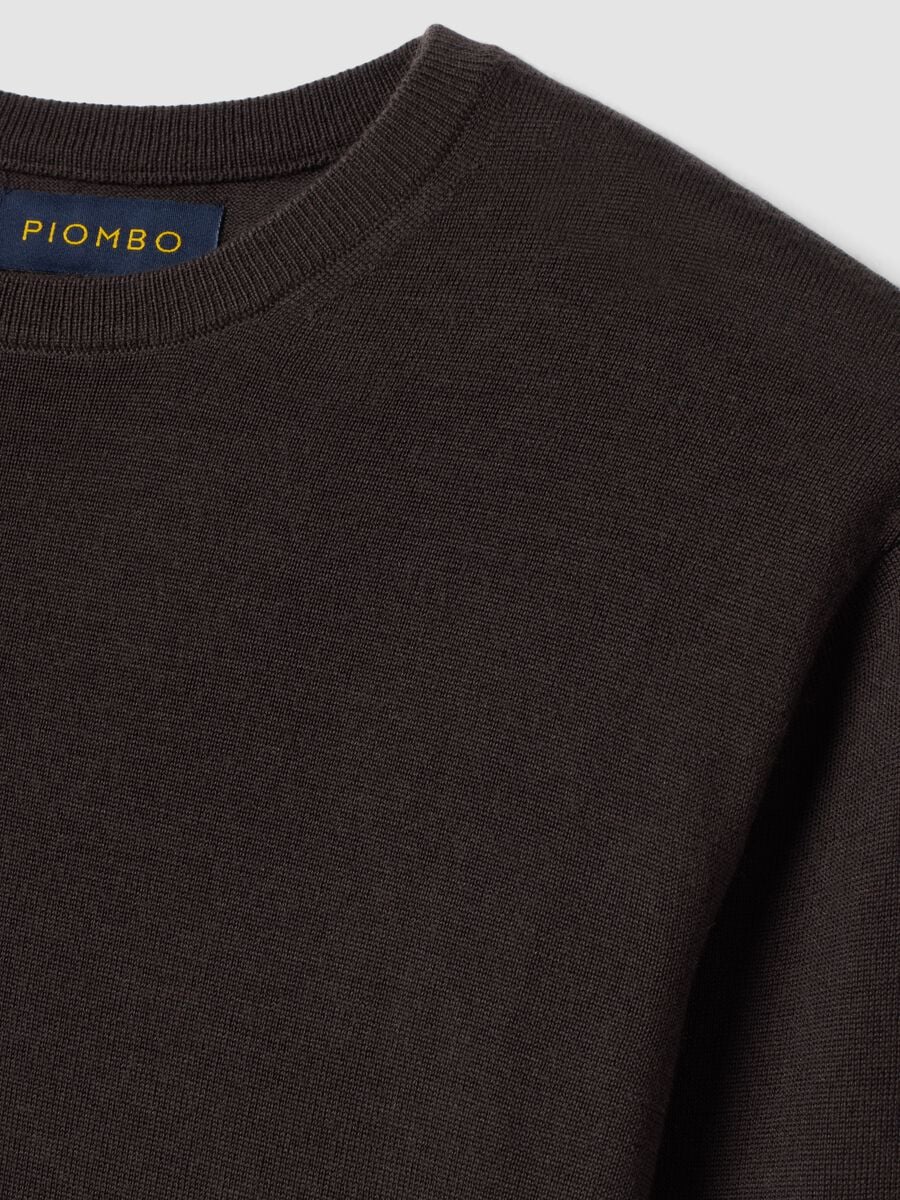 Brown pure merino wool crew-neck jumper, regular fit_5
