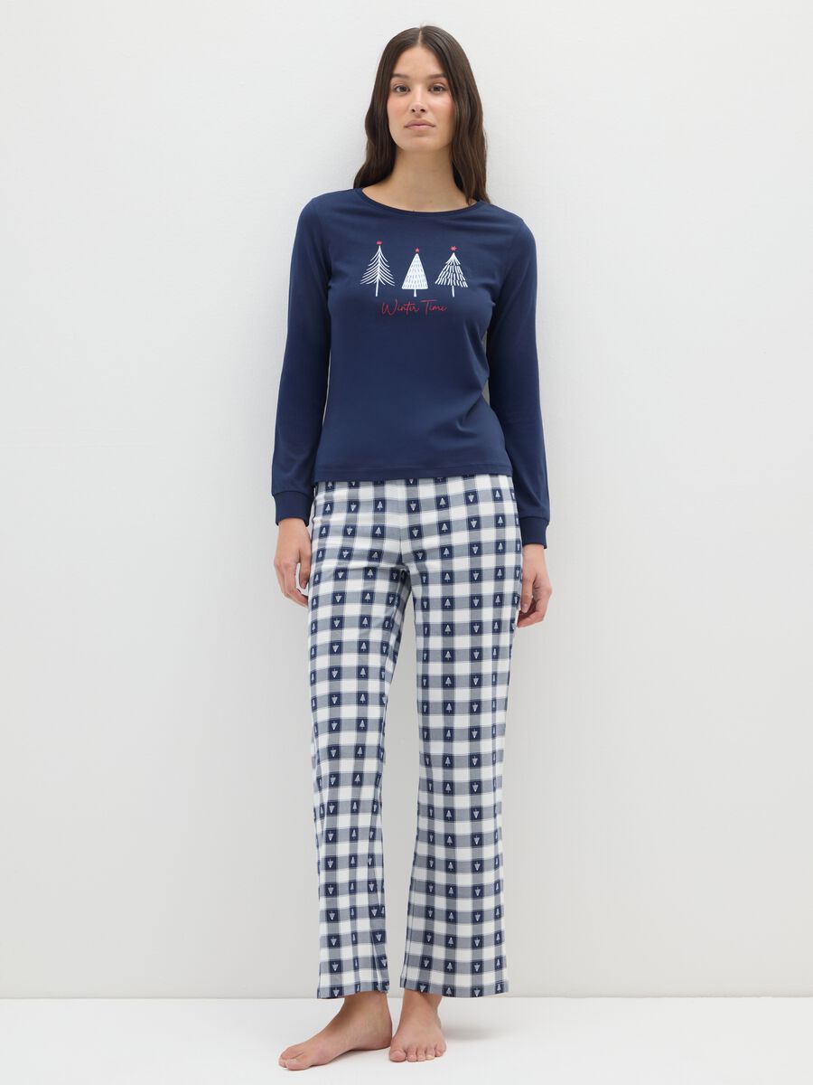 Multicolour regular fit pyjamas in pure cotton_0