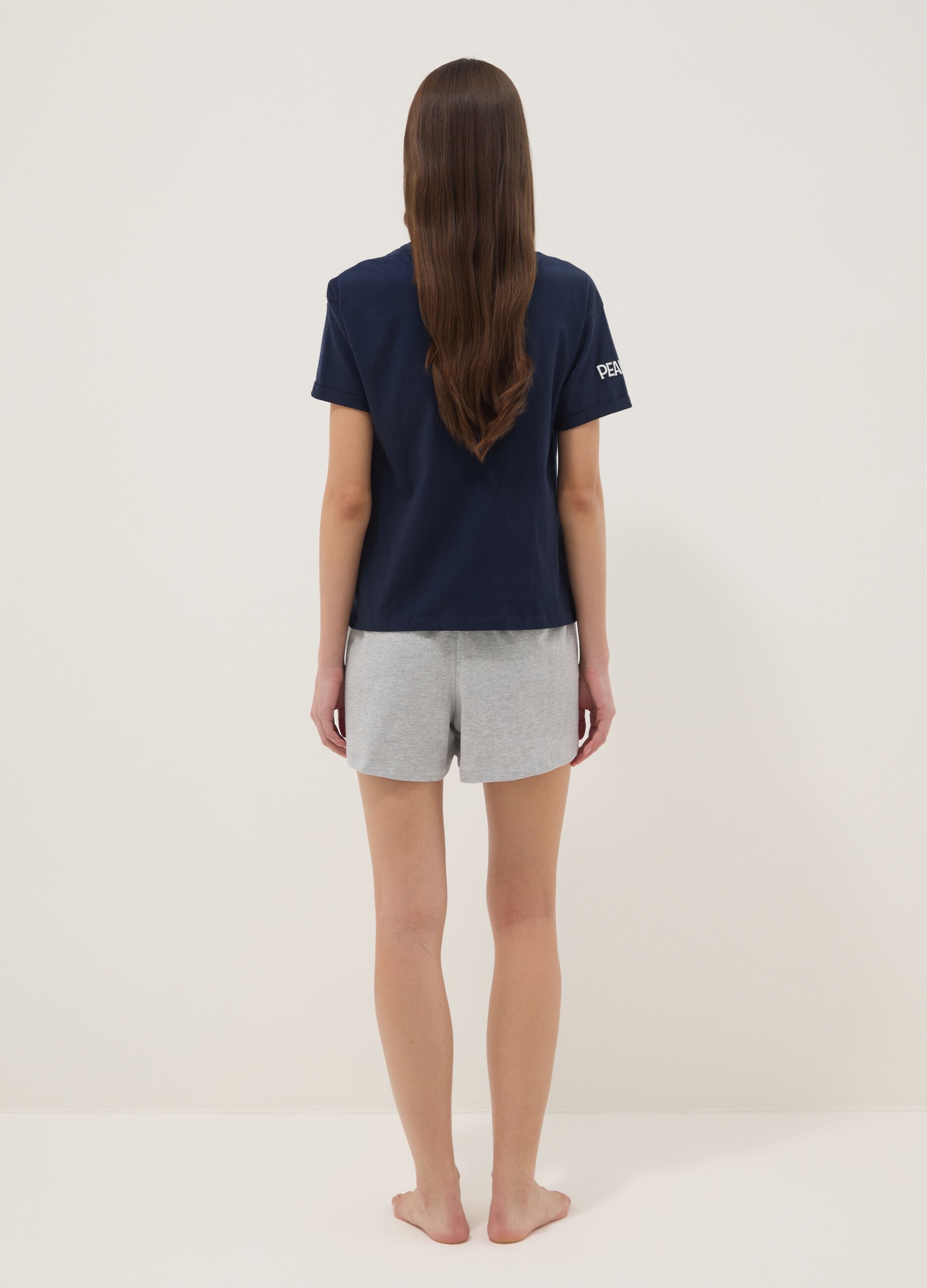 Blue and grey pure cotton short pyjamas with Peanuts print
