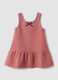 Dusty pink dress with crew neck and bow_0