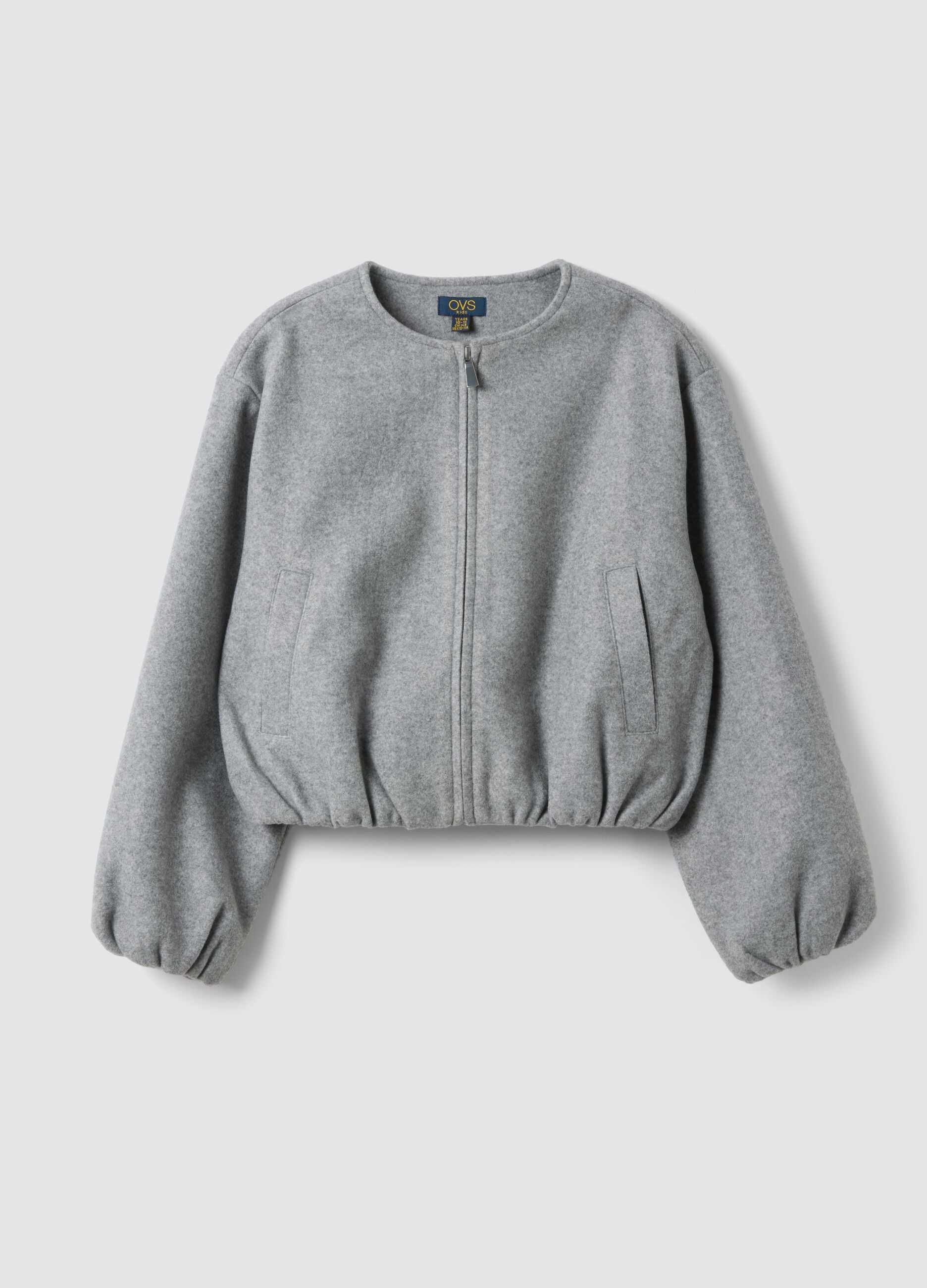 Girls&rsquo; grey regular-fit zip-up jacket
