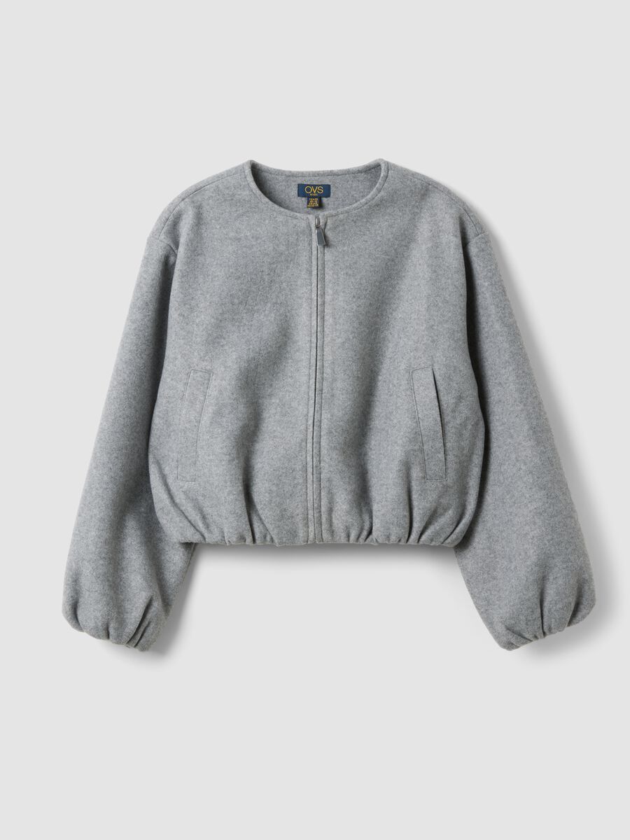 Girls&rsquo; grey regular-fit zip-up jacket_0