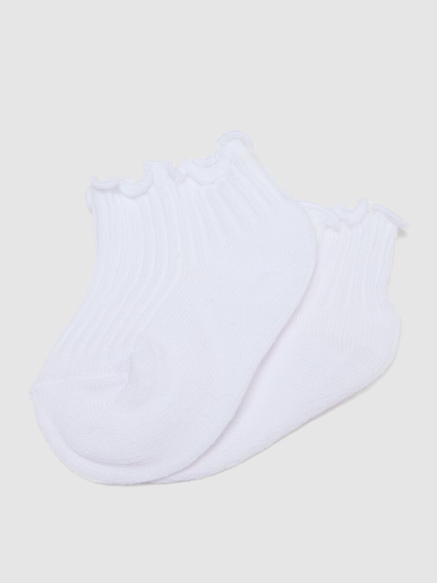 Twin Pack of Elasticated White Cotton Baby Short Socks_2