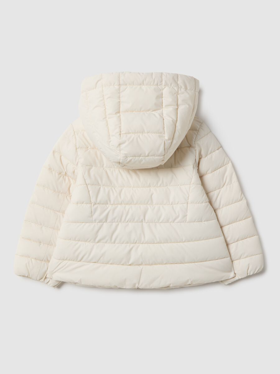 White padded regular fit jacket with hood for girls_1