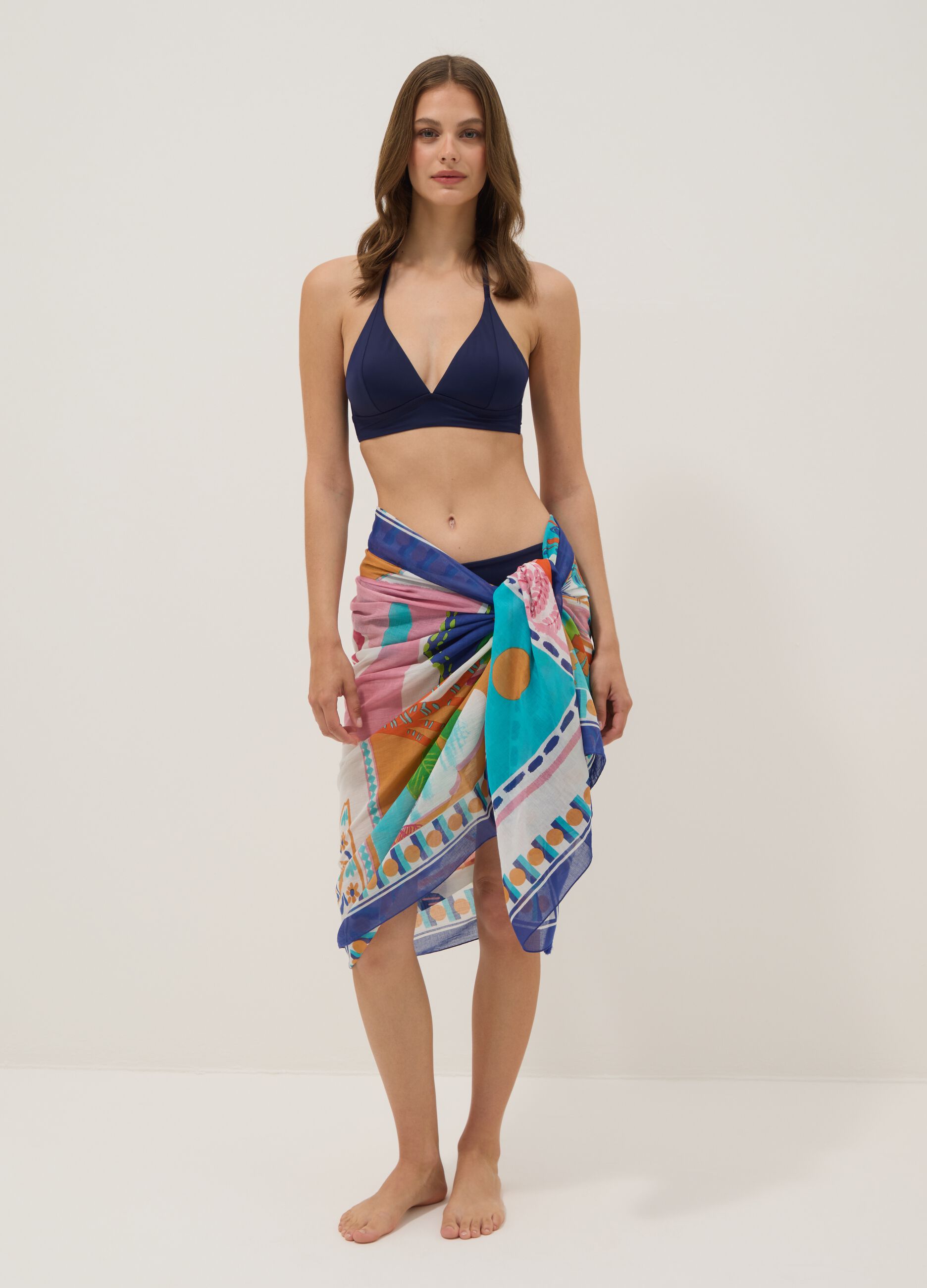 Multicoloured pure cotton pareo