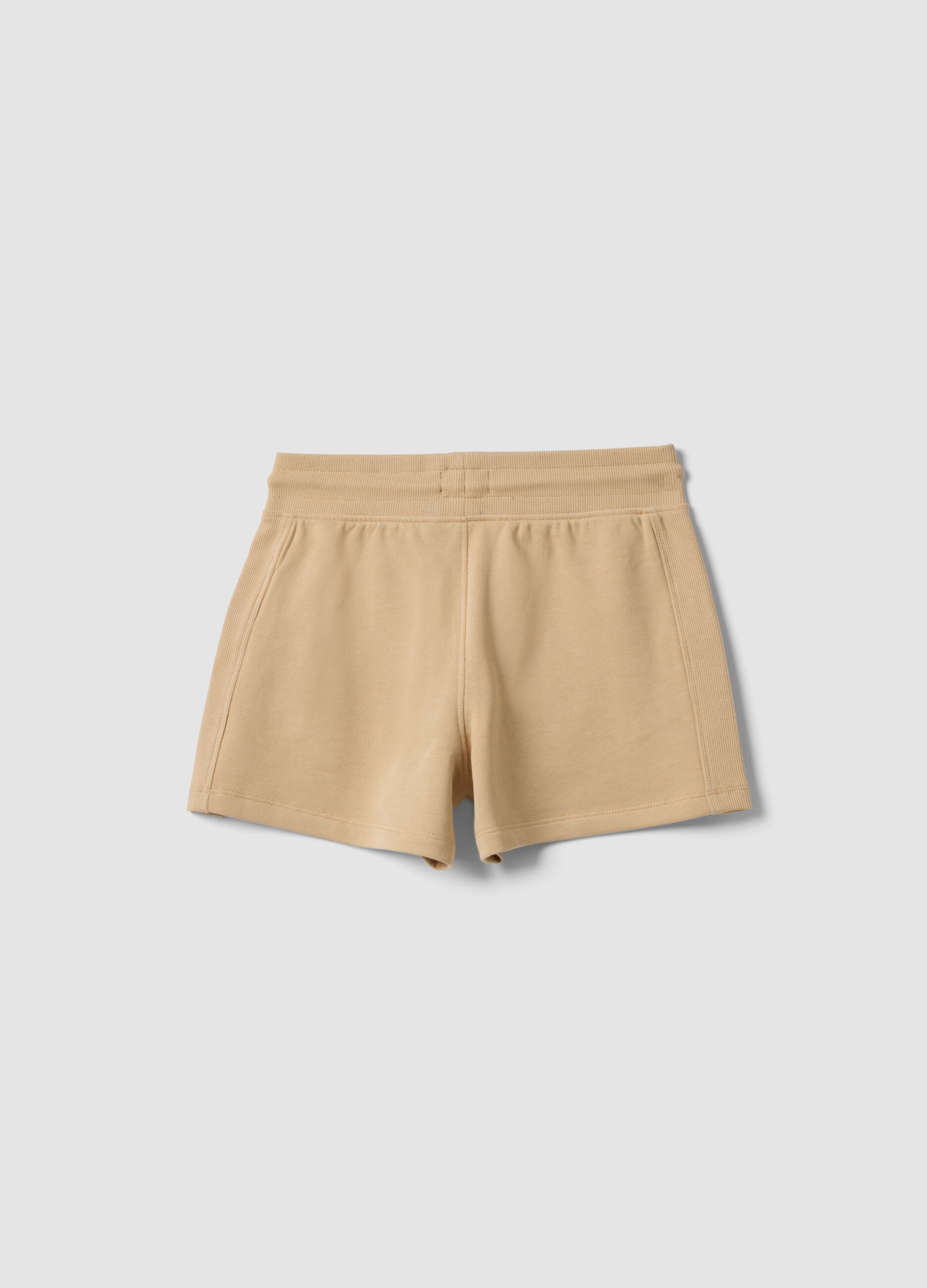 Beige Shorts aus reiner Bio-Baumwolle f&uuml;r M&auml;dchen mit elastischem Bund