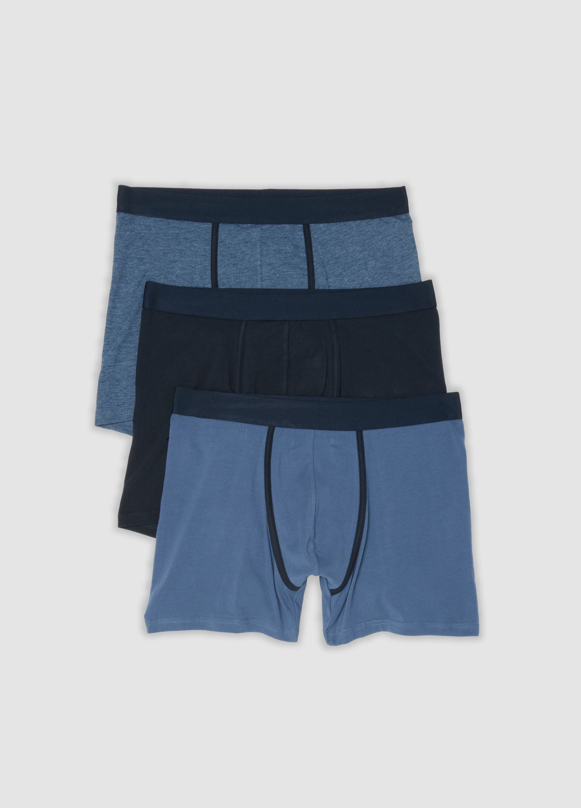 3er-Pack Boxershorts in Blau und Schwarz aus elastischer Bio-Baumwolle
