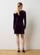 Purple velvet slim fit dress with draping_2