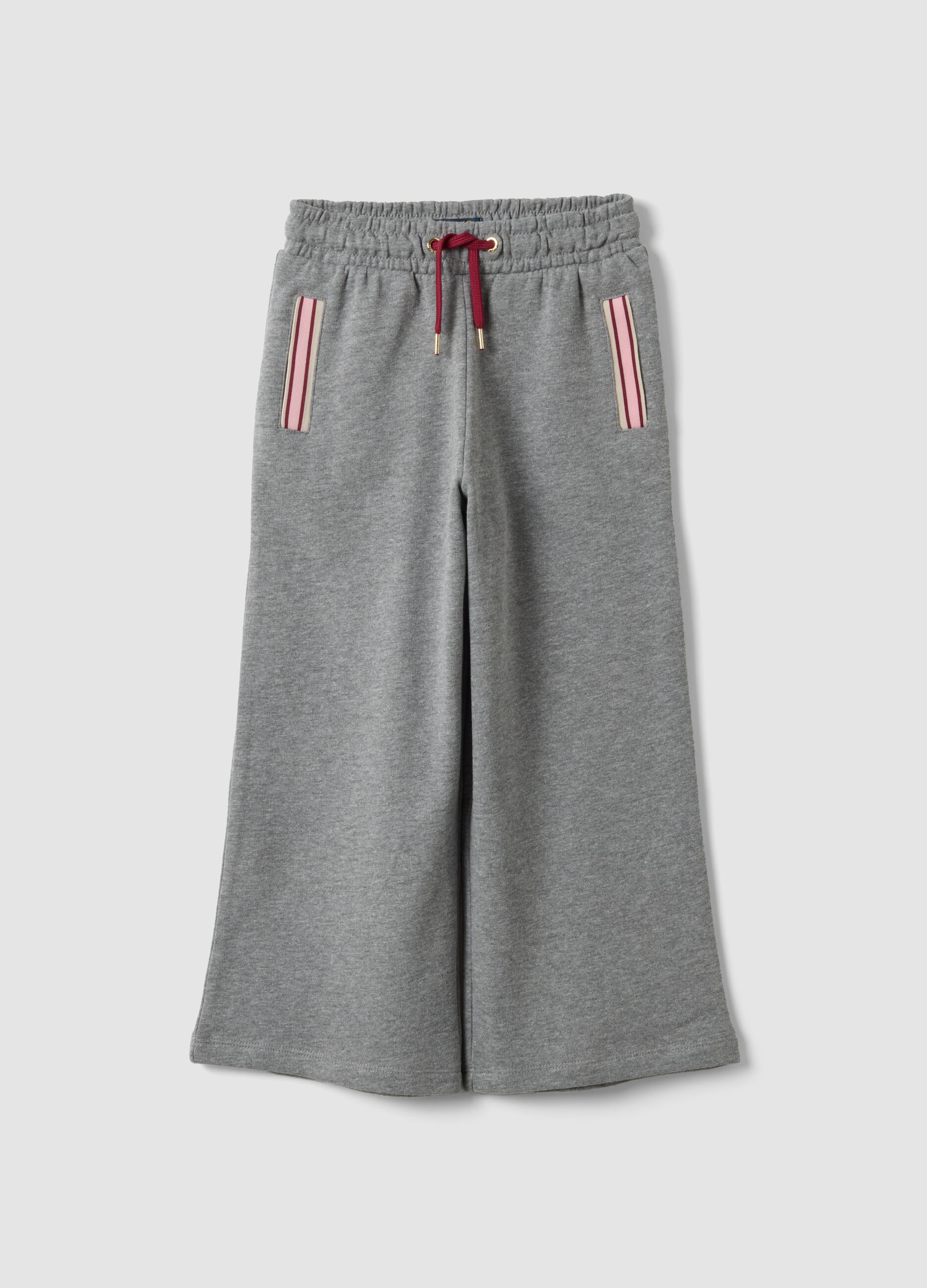 Pantaloni culotte grigi in misto cotone e viscosa per bambina