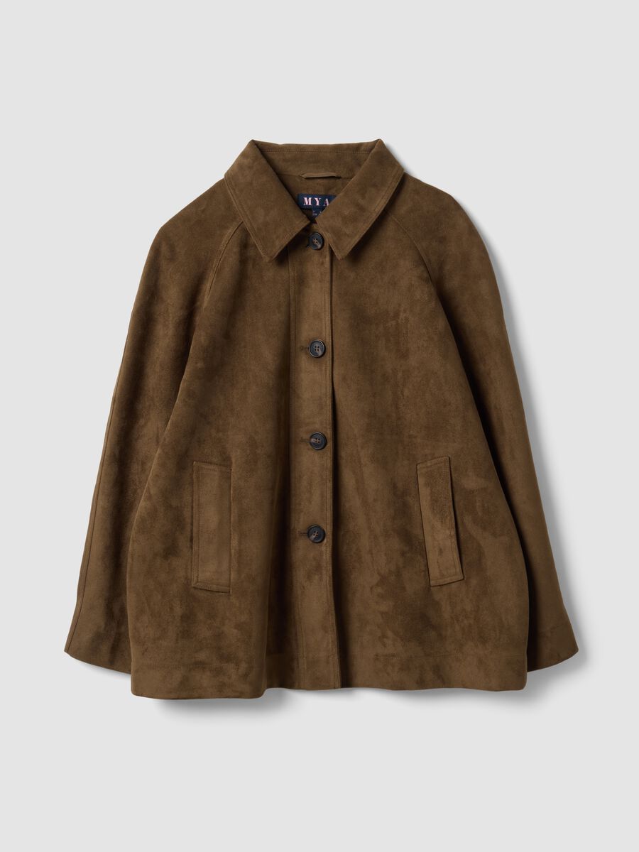 Brown regular-fit jacket with buttons_0