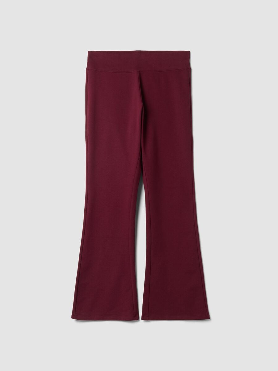 Red bootcut stretch-cotton trousers_0