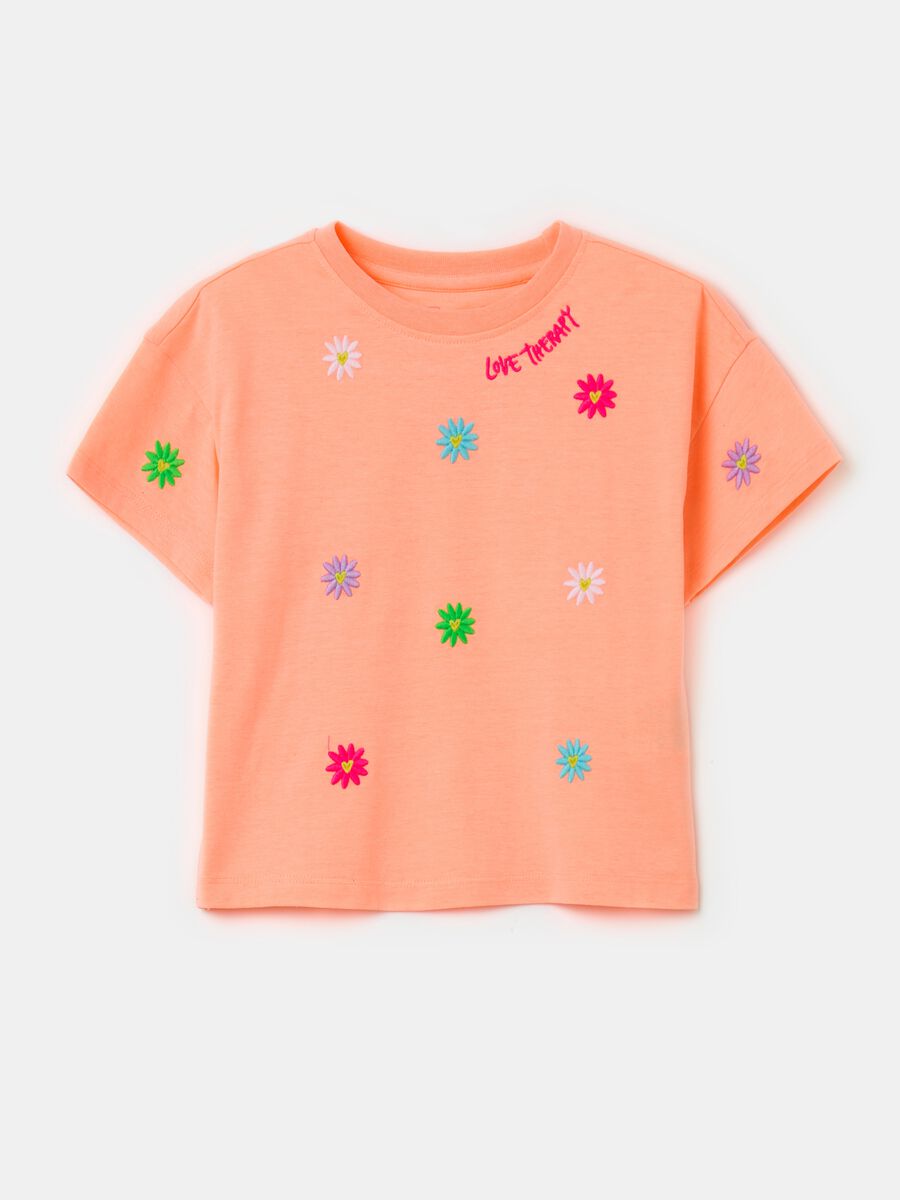 T-shirt with small flowers embroidery_0