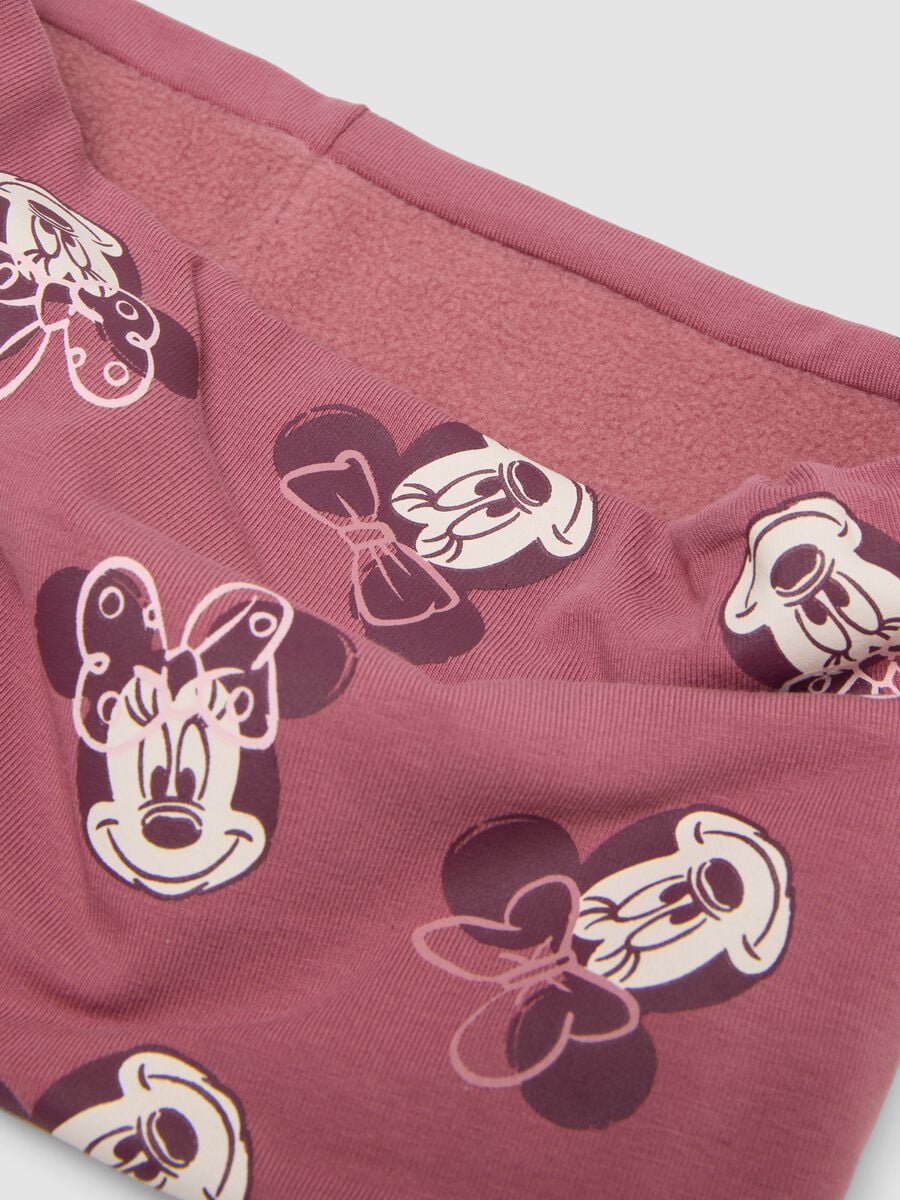 Pink Minnie print stretchy organic cotton scarf for girls_1