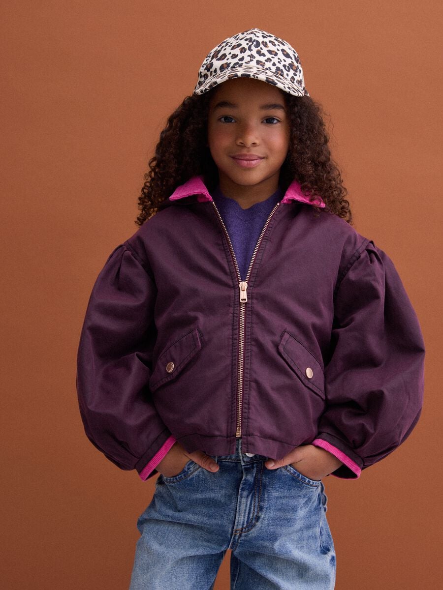 Purple padded cotton-blend hooded jacket_0