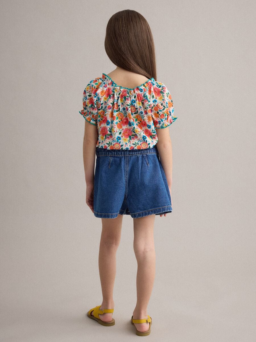 Girl's blue denim pure cotton regular fit skirt_1