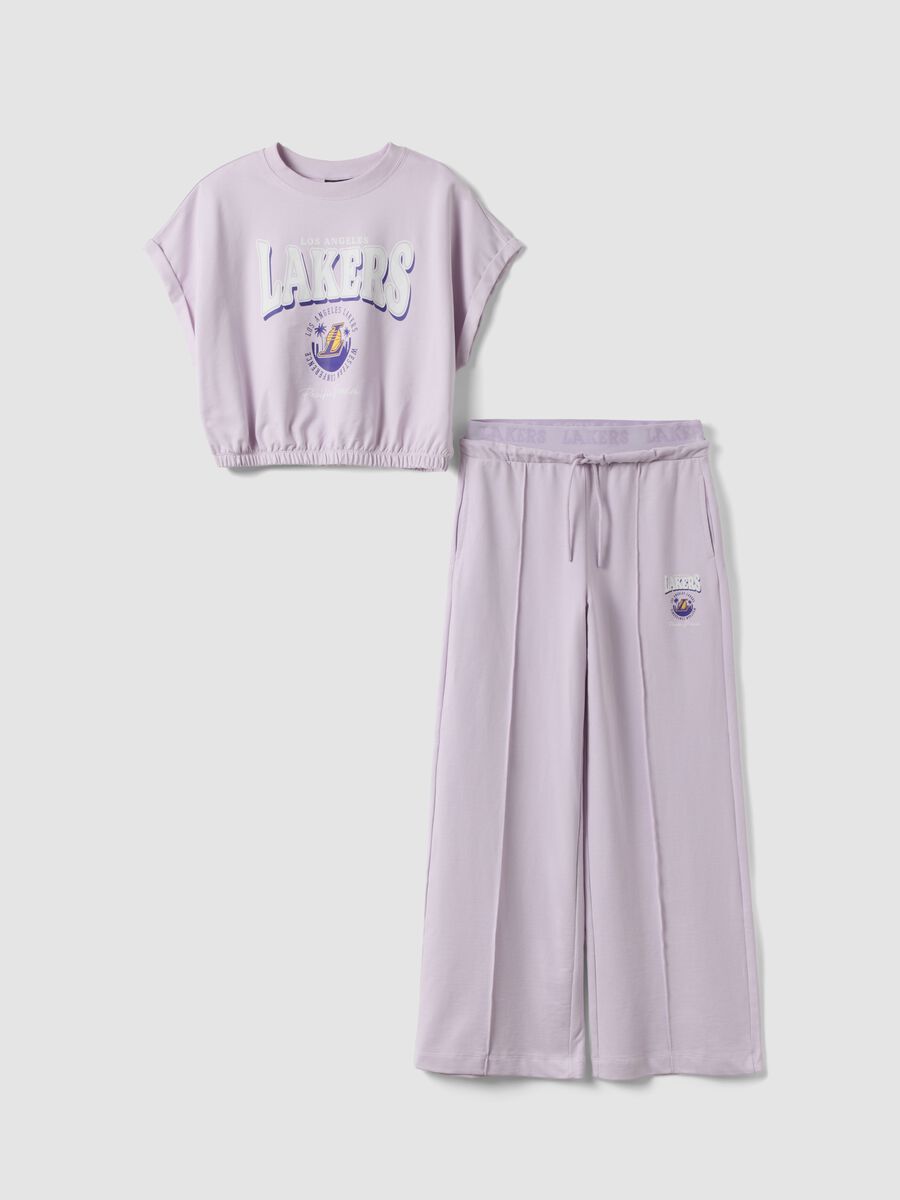 Ensemble jogging violet en coton stretch avec imprim&eacute; Lakers pour fille &ndash; coupe regular_3