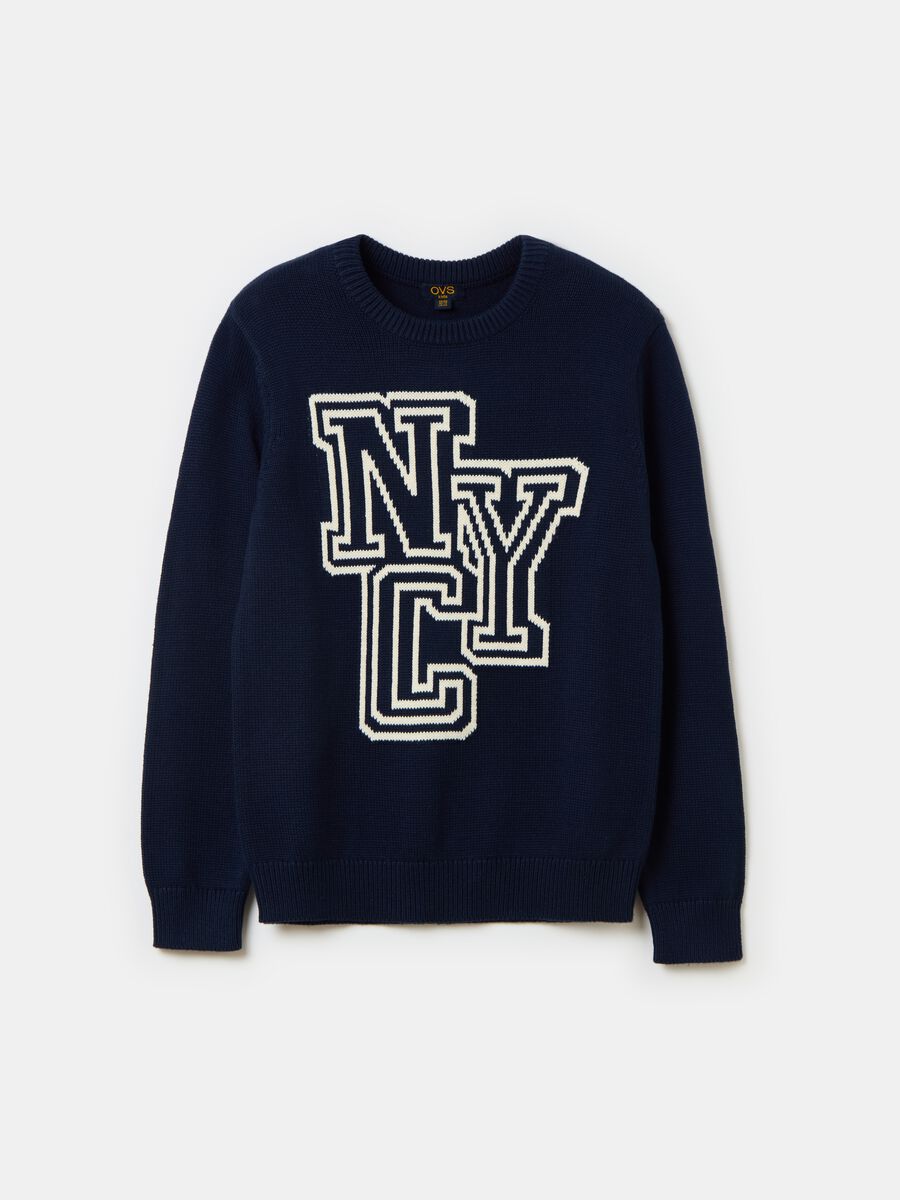 Pullover with jacquard lettering design_0