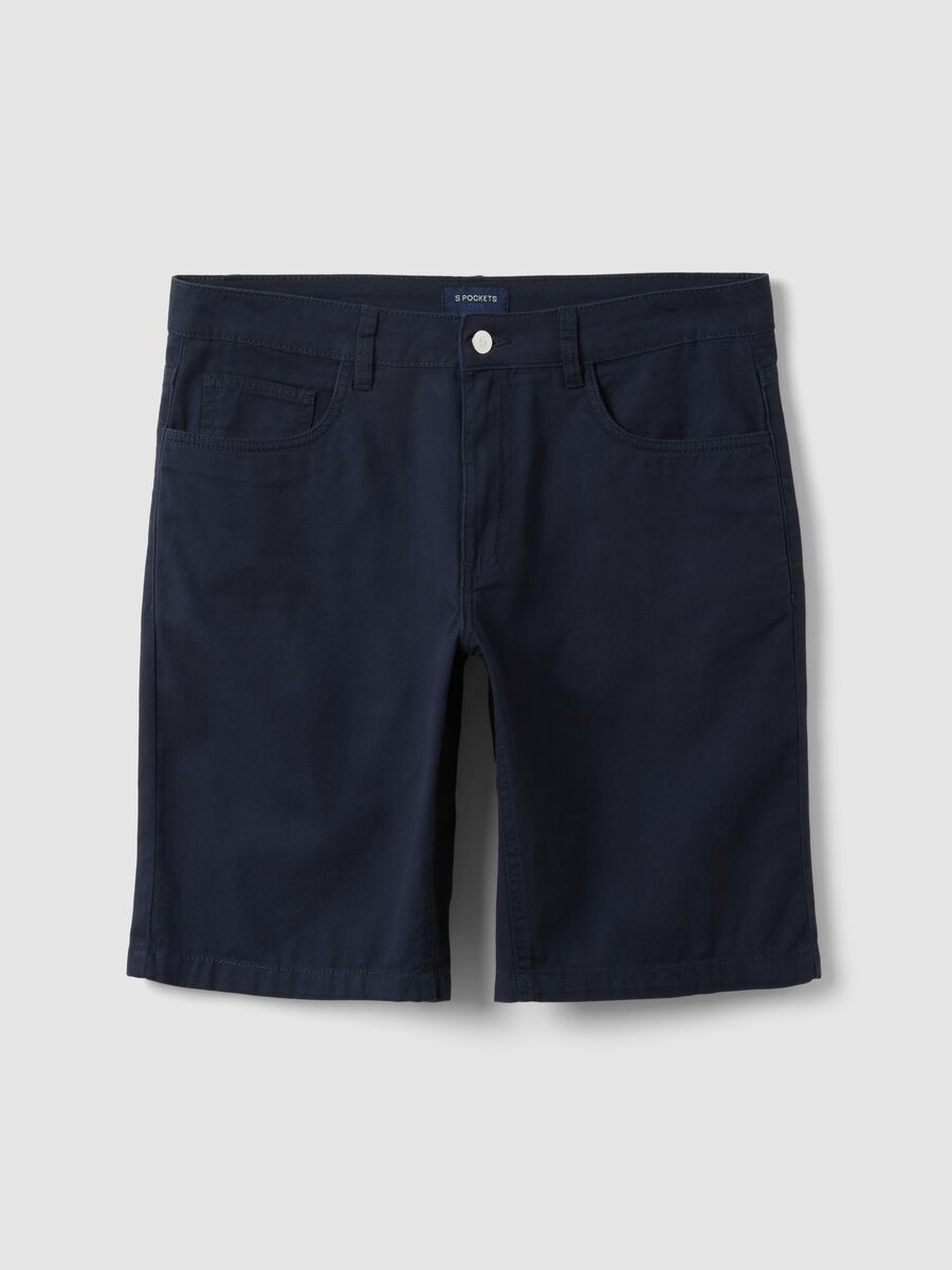 Blaue Regular-Fit-Shorts aus reiner Baumwolle_4