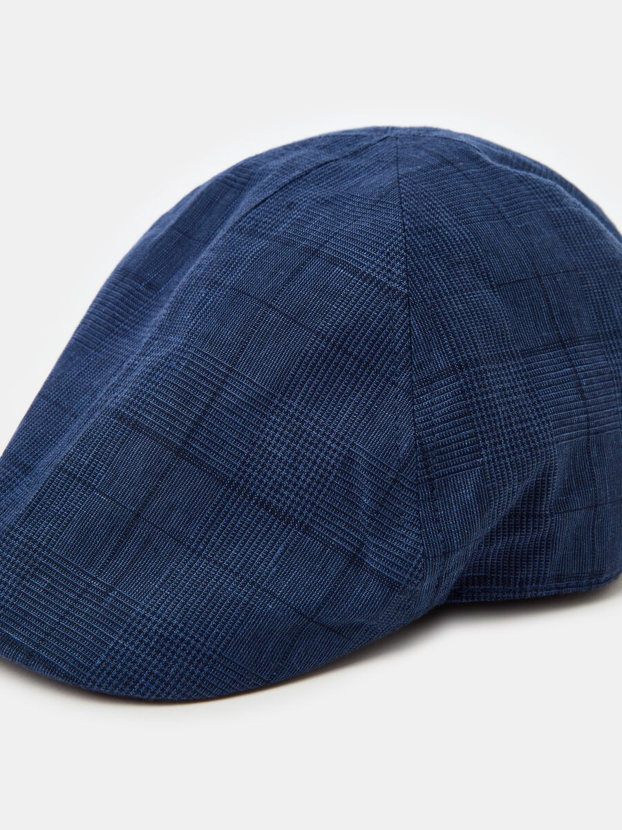 Houndstooth flat cap in linen_1