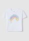 Girl's white pure cotton T-shirt regular fit with rainbow_0