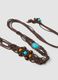 Cintur&oacute;n marr&oacute;n trenzado con cuentas y piedras decorativas_1